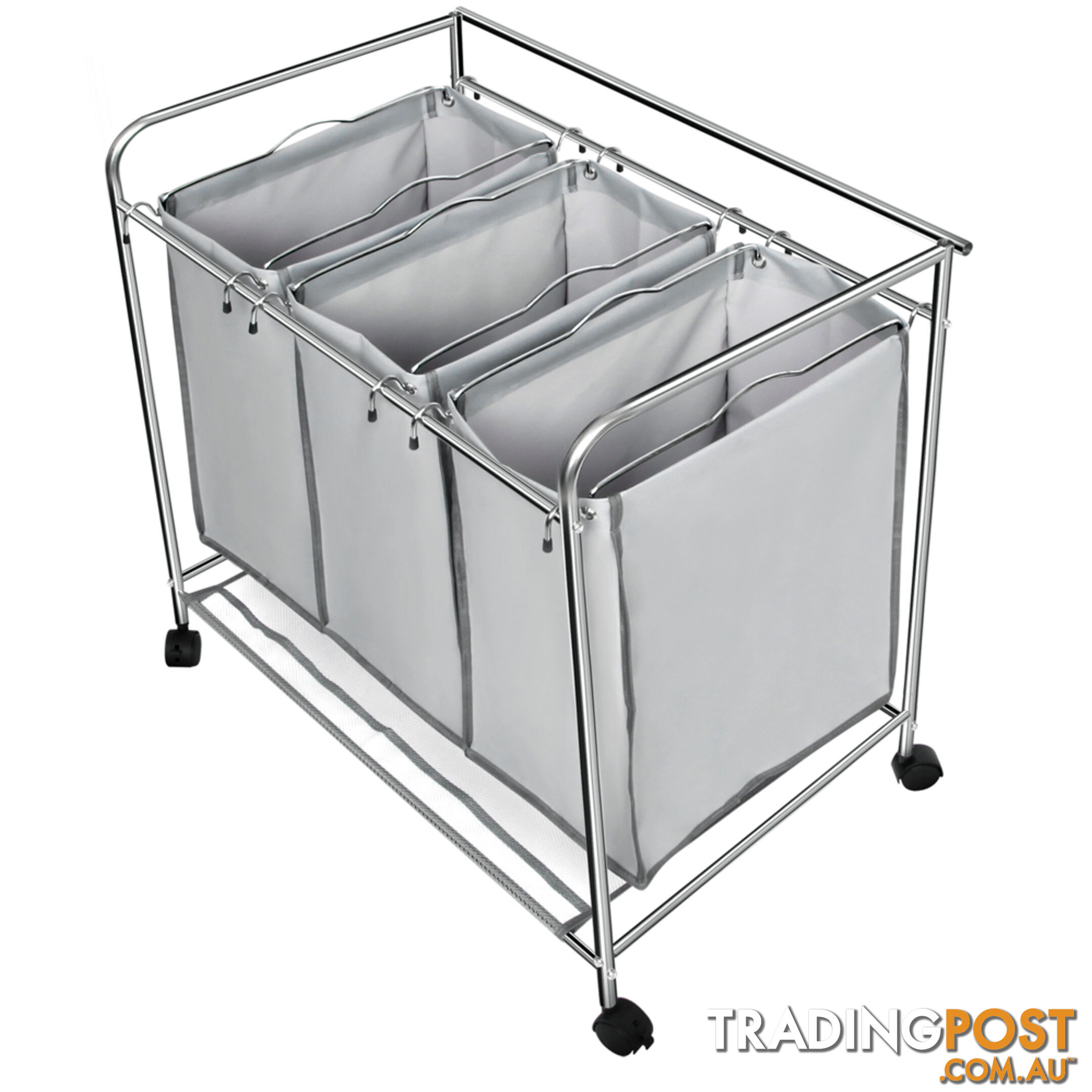 3 Compartment Laundry Cart Basket Trolley w/ Iron Board