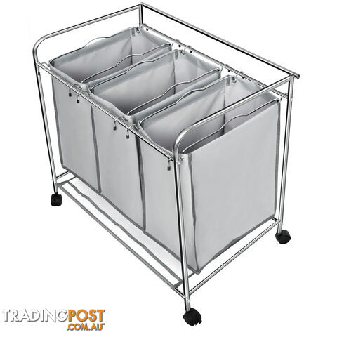 3 Compartment Laundry Cart Basket Trolley w/ Iron Board