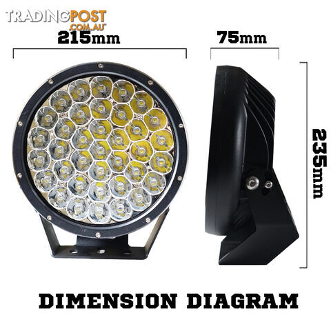 Pair 9inch 370w Cree LED Driving Light Black Spotlight Offroad HID 4x4 ATV