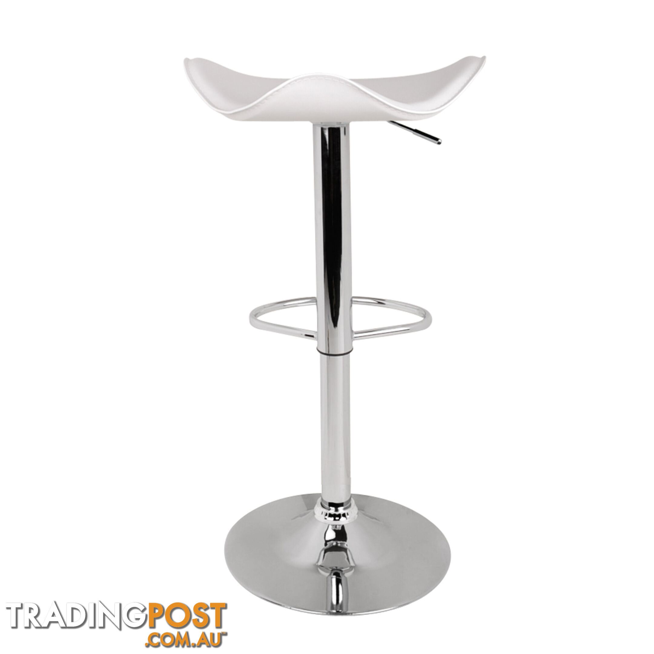 Set of 2 PVC Leather Kitchen Bar Stool White