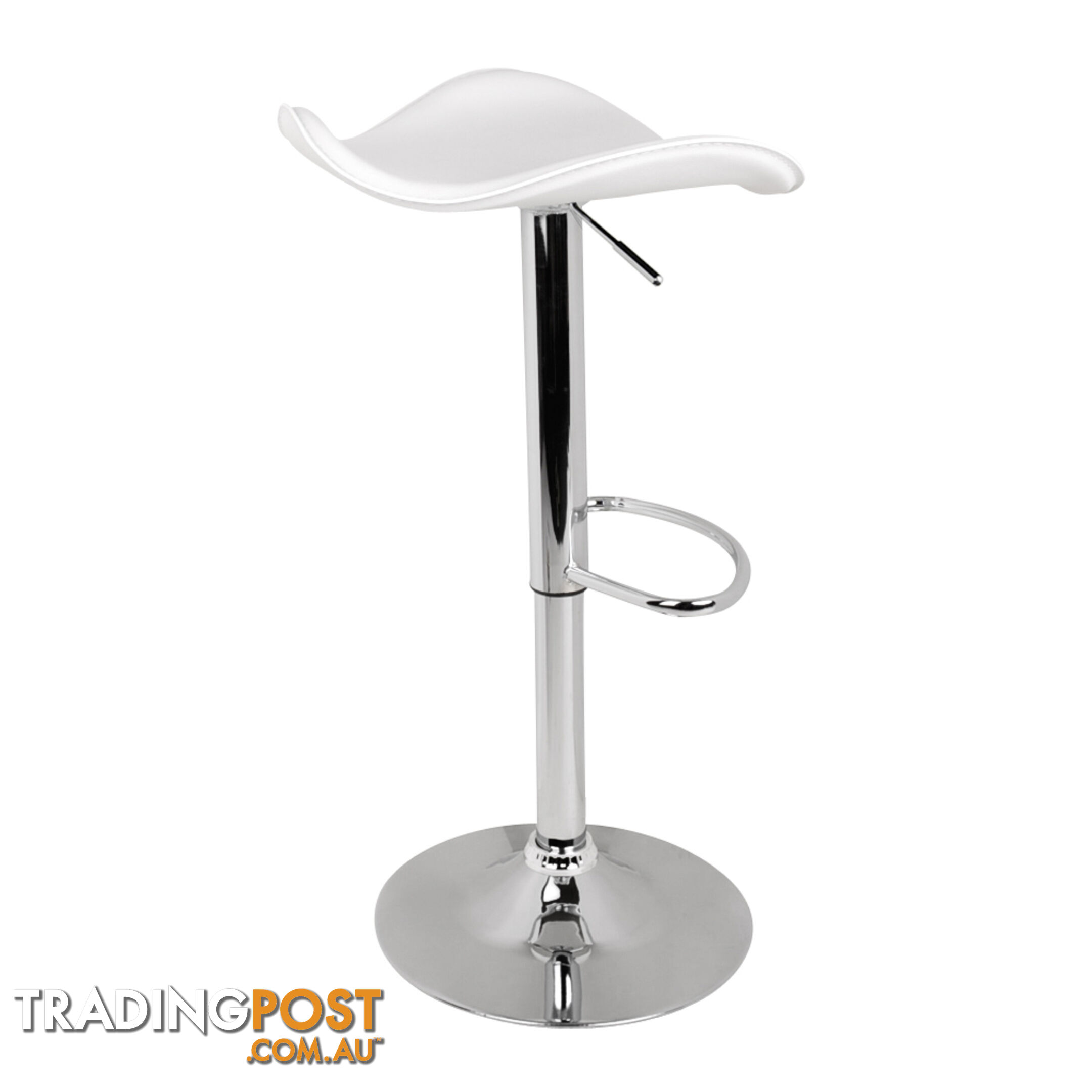 Set of 2 PVC Leather Kitchen Bar Stool White