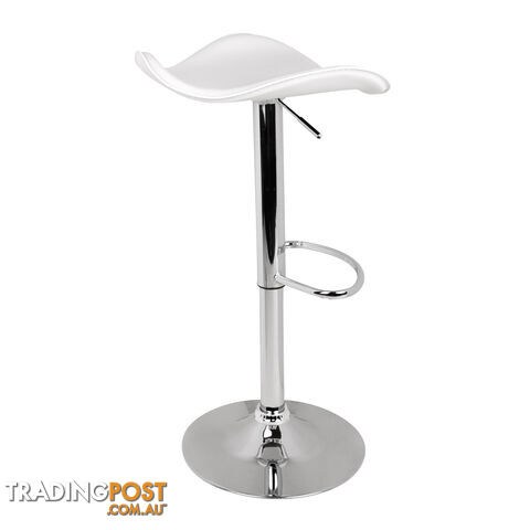 Set of 2 PVC Leather Kitchen Bar Stool White