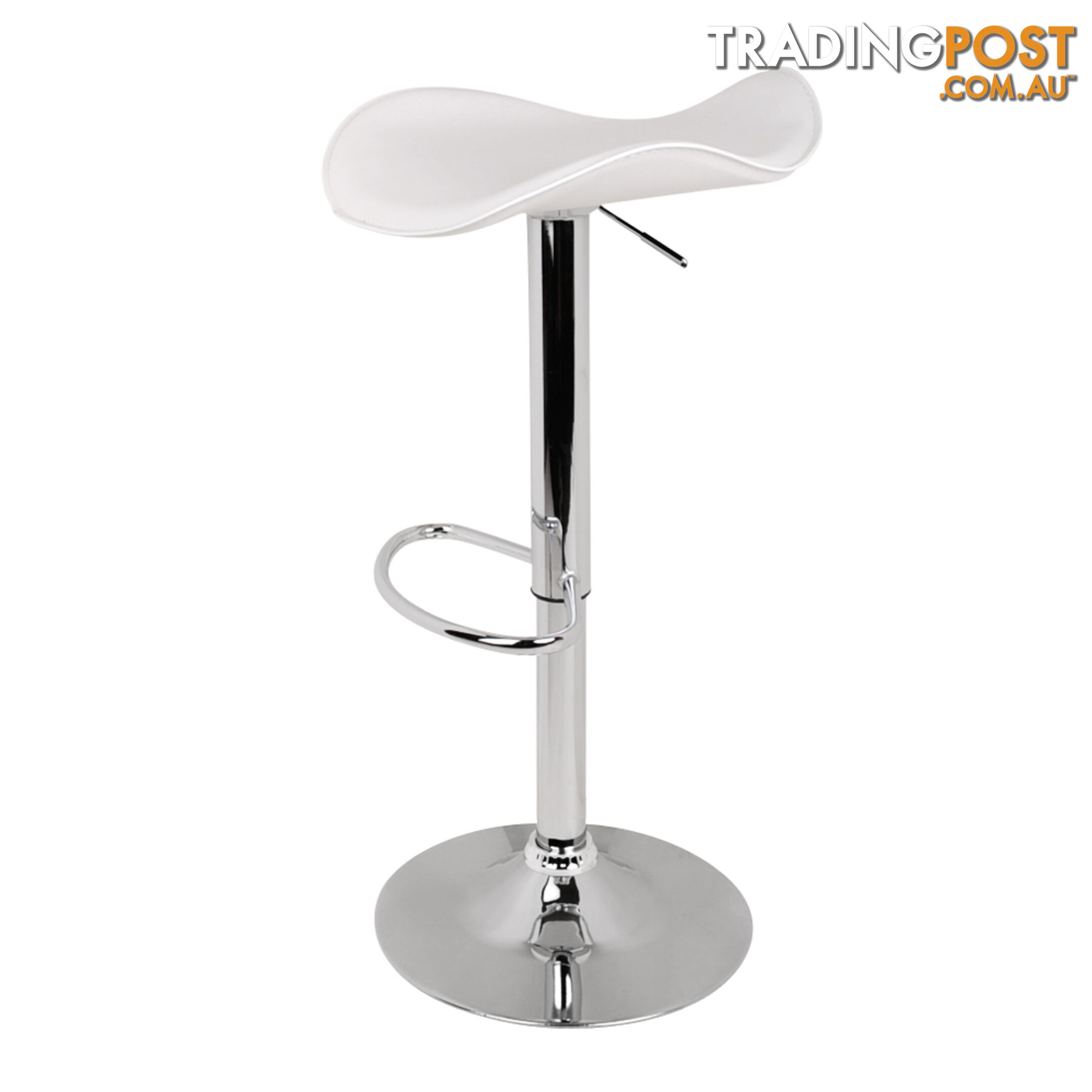 Set of 2 PVC Leather Kitchen Bar Stool White