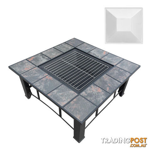 Outdoor Fire Pit BBQ Table Grill Fireplace Ice Bucket w/ Table Lid