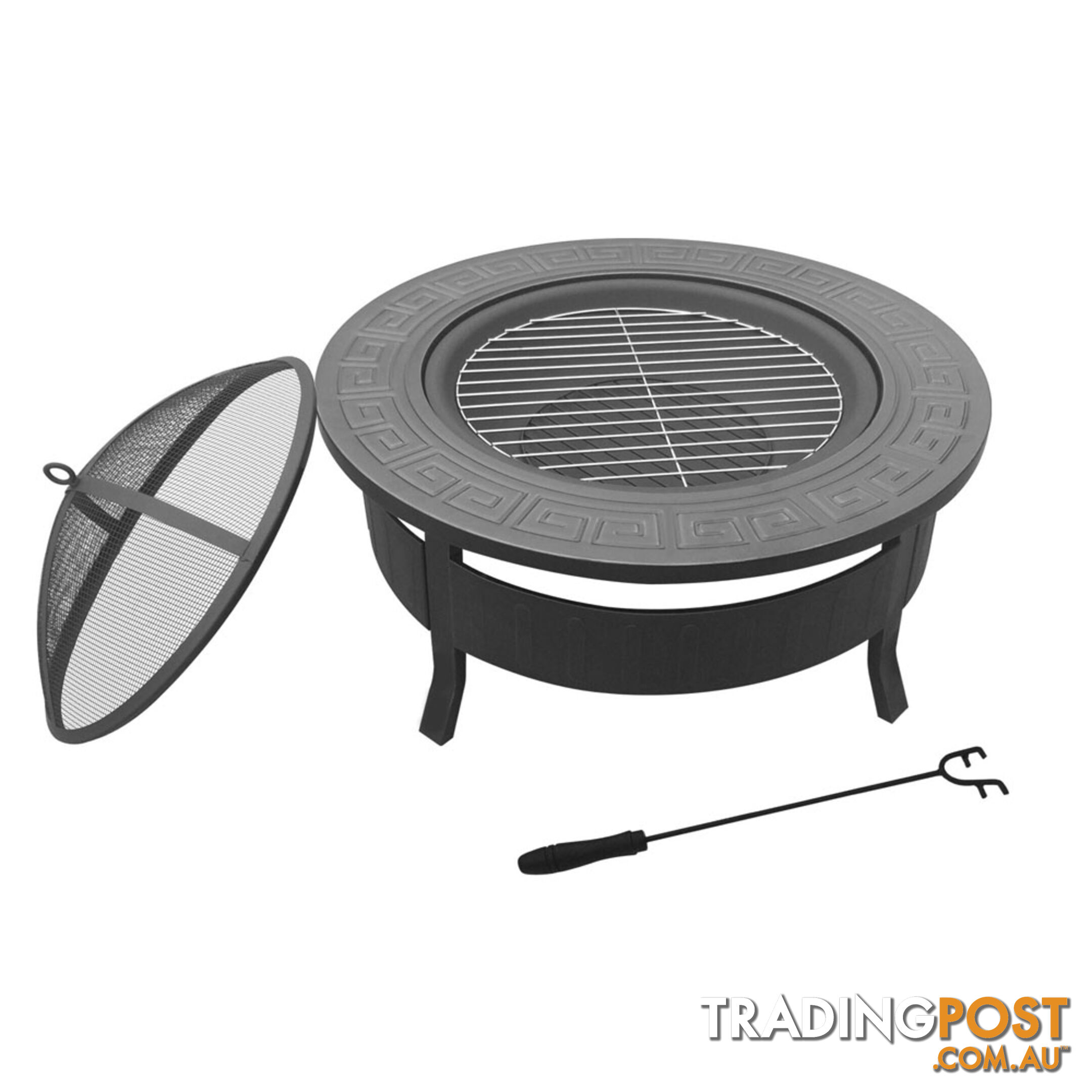 Outdoor Fire Pit BBQ Table Grill Fireplace Round