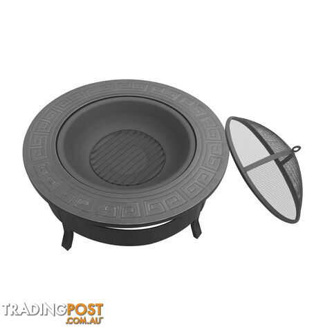 Outdoor Fire Pit BBQ Table Grill Fireplace Round