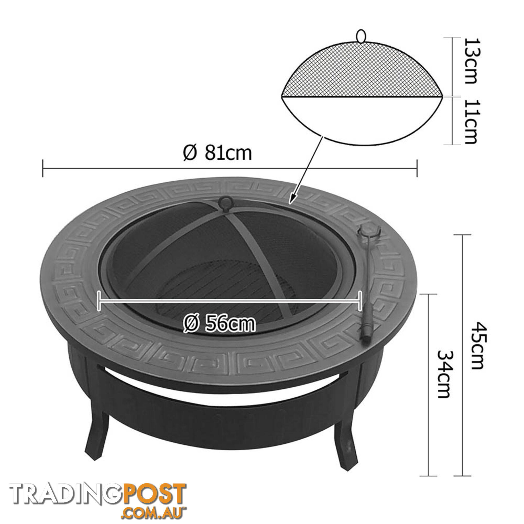 Outdoor Fire Pit BBQ Table Grill Fireplace Round