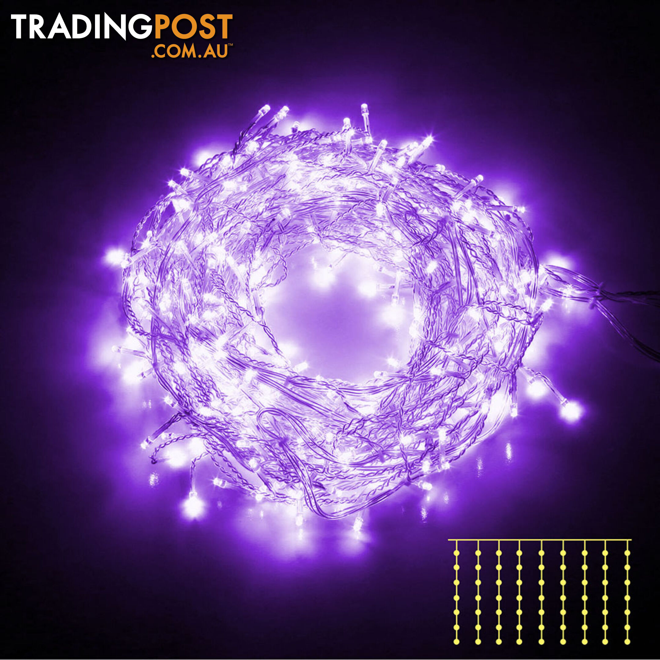 600 LED Christmas Curtain Lights Purple