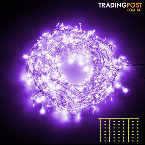 600 LED Christmas Curtain Lights Purple