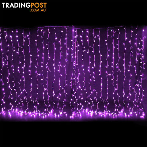 600 LED Christmas Curtain Lights Purple