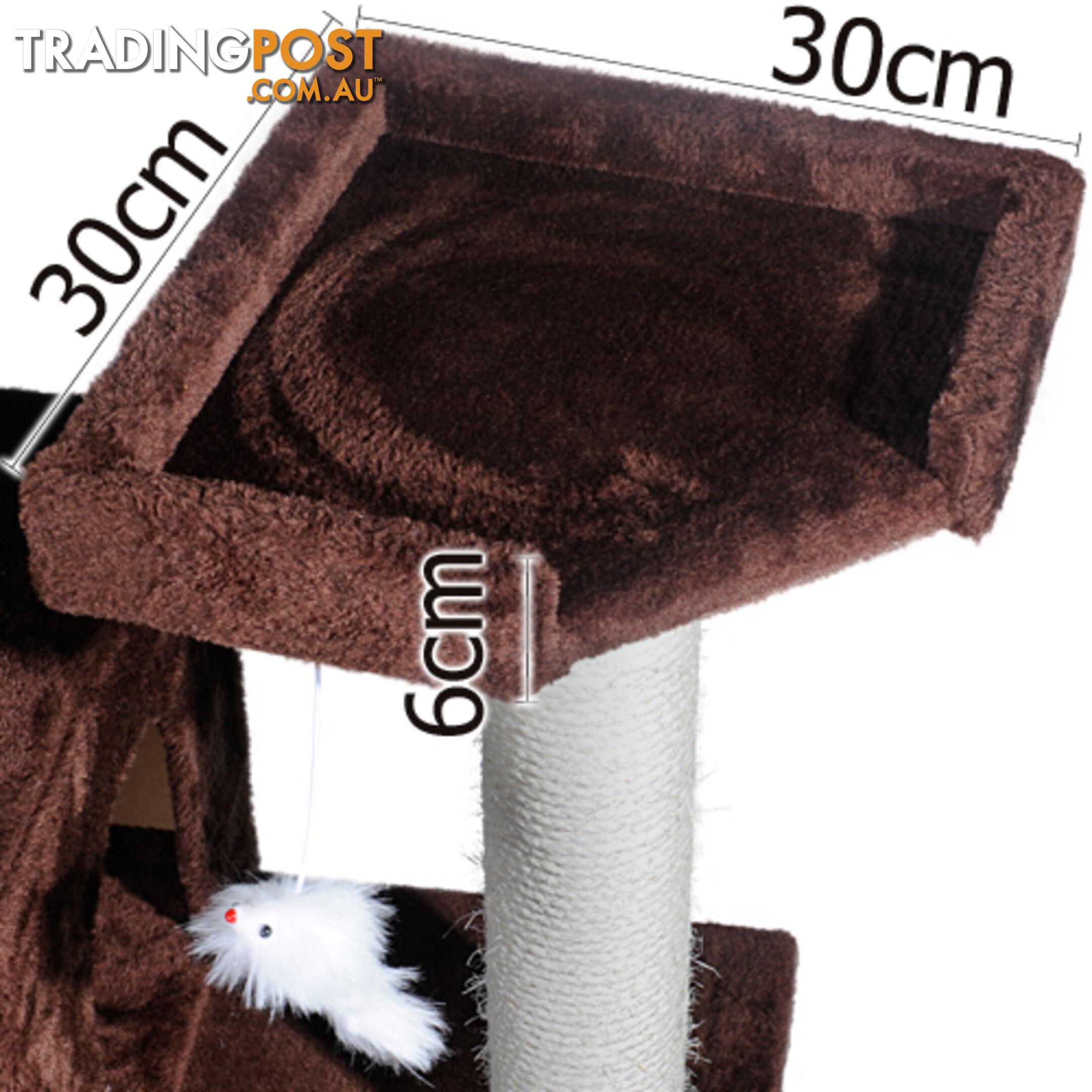 Multi Level Cat Scratching Poles Tree w/ Ladder Chocolate