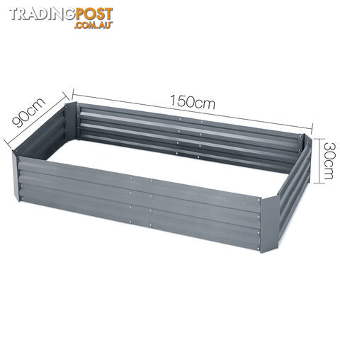 Galvanised Raised Garden Bed - 150 x 90 x 30cm - Grey - photo 2 of 9