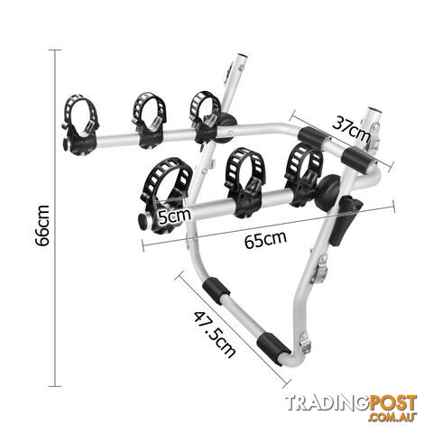 Foldable Aluminium Strap-On 3 Bicycle Bike Rack Carrier