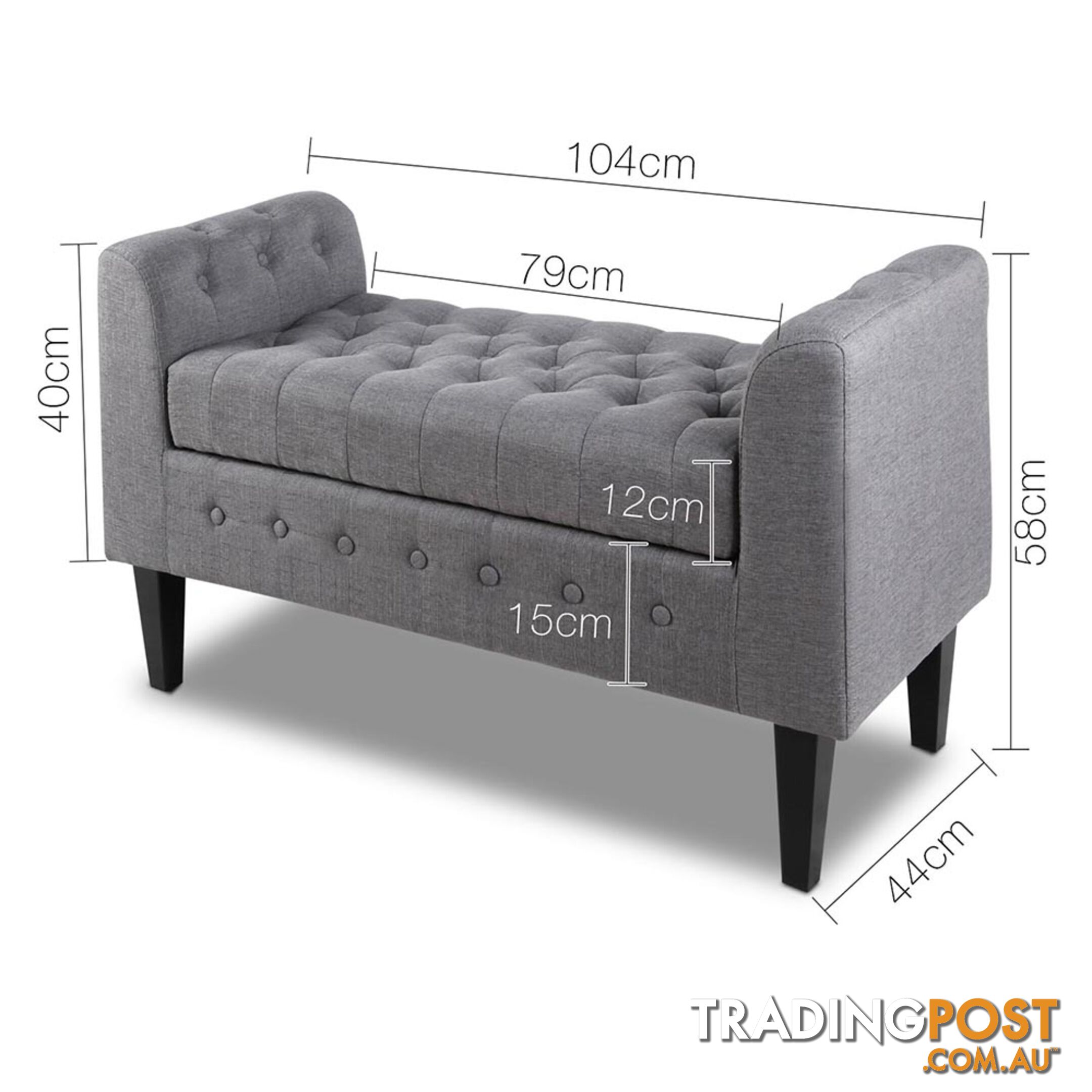 Linen Fabric Storage Ottoman _ÑÐ Grey