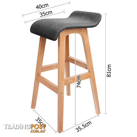 2 x Beech Wood Fabric Bar Stools - Black - photo 2 of 8
