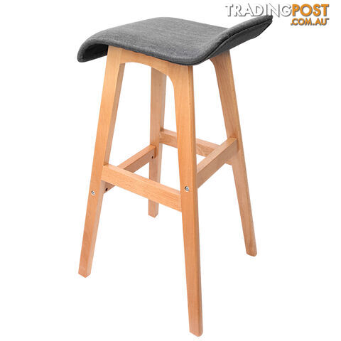 2 x Beech Wood Fabric Bar Stools - Black - photo 3 of 8