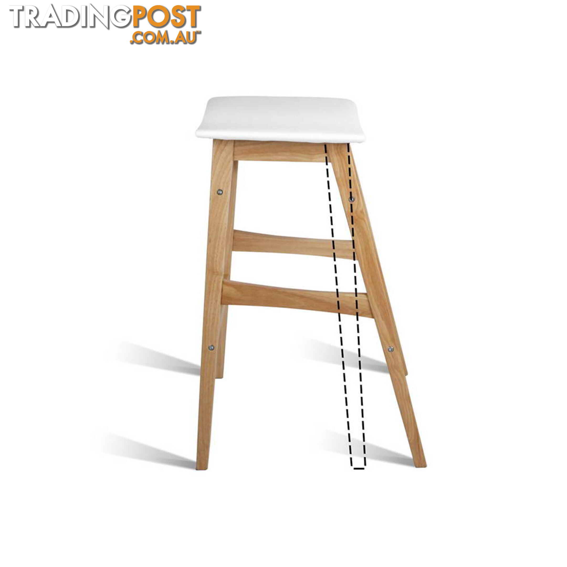 Sert of 2 Rubberwood Bar Stools - White