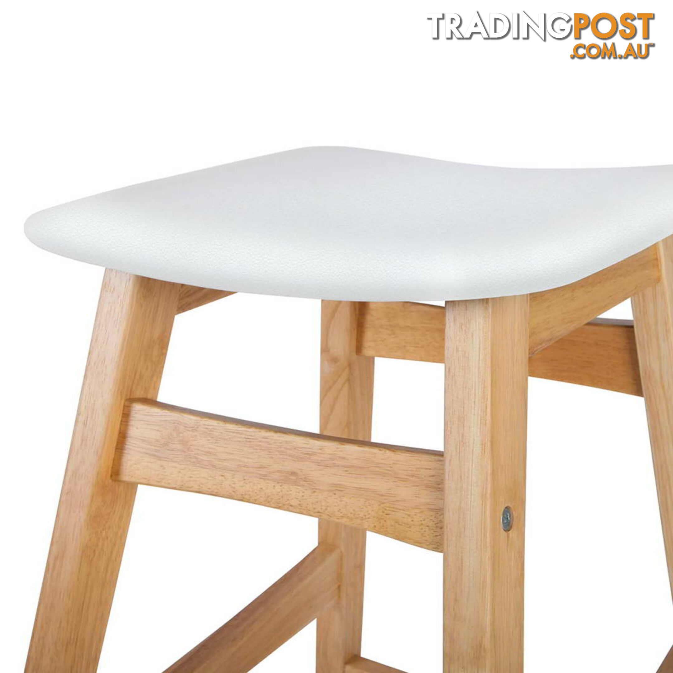 Sert of 2 Rubberwood Bar Stools - White