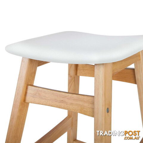 Sert of 2 Rubberwood Bar Stools - White