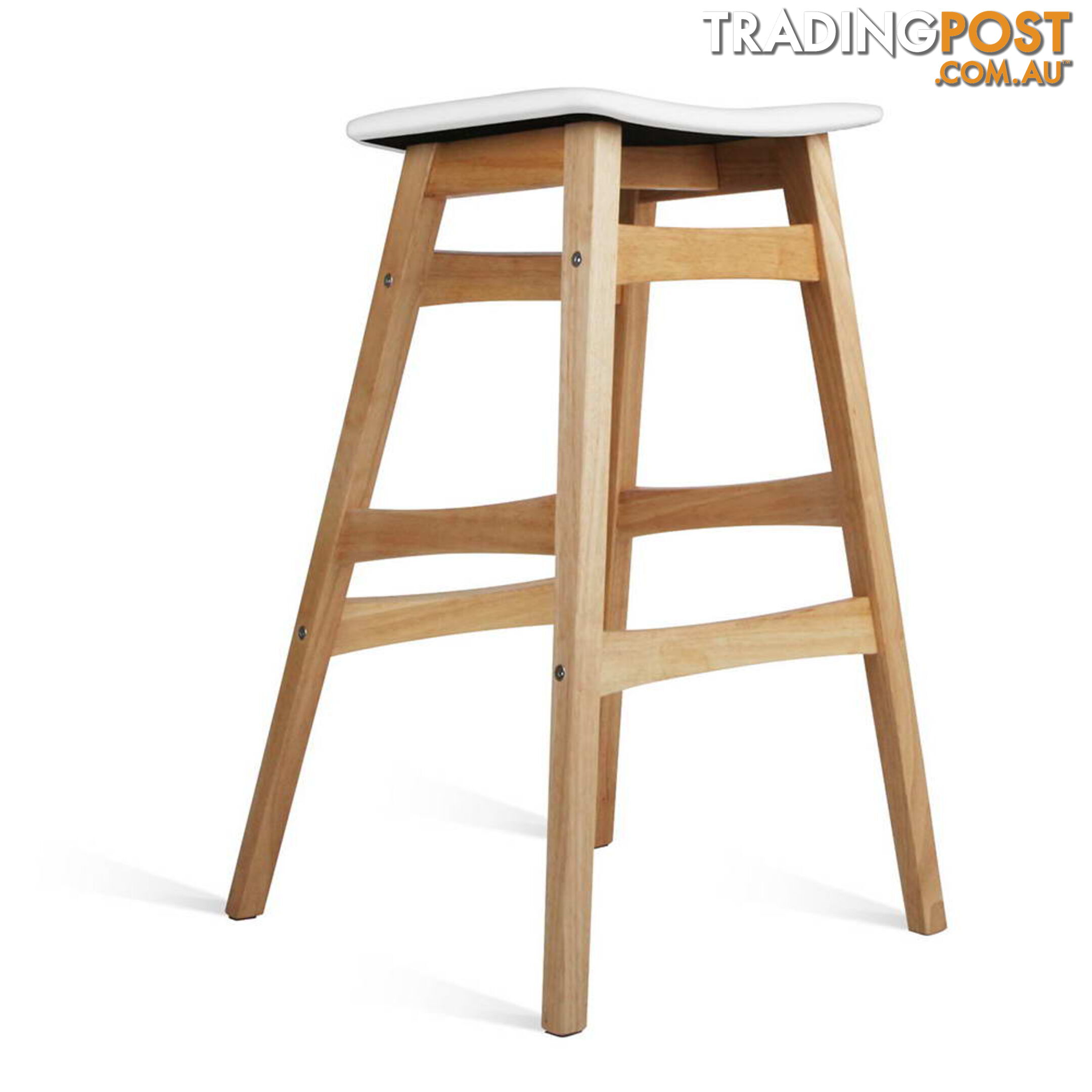 Sert of 2 Rubberwood Bar Stools - White