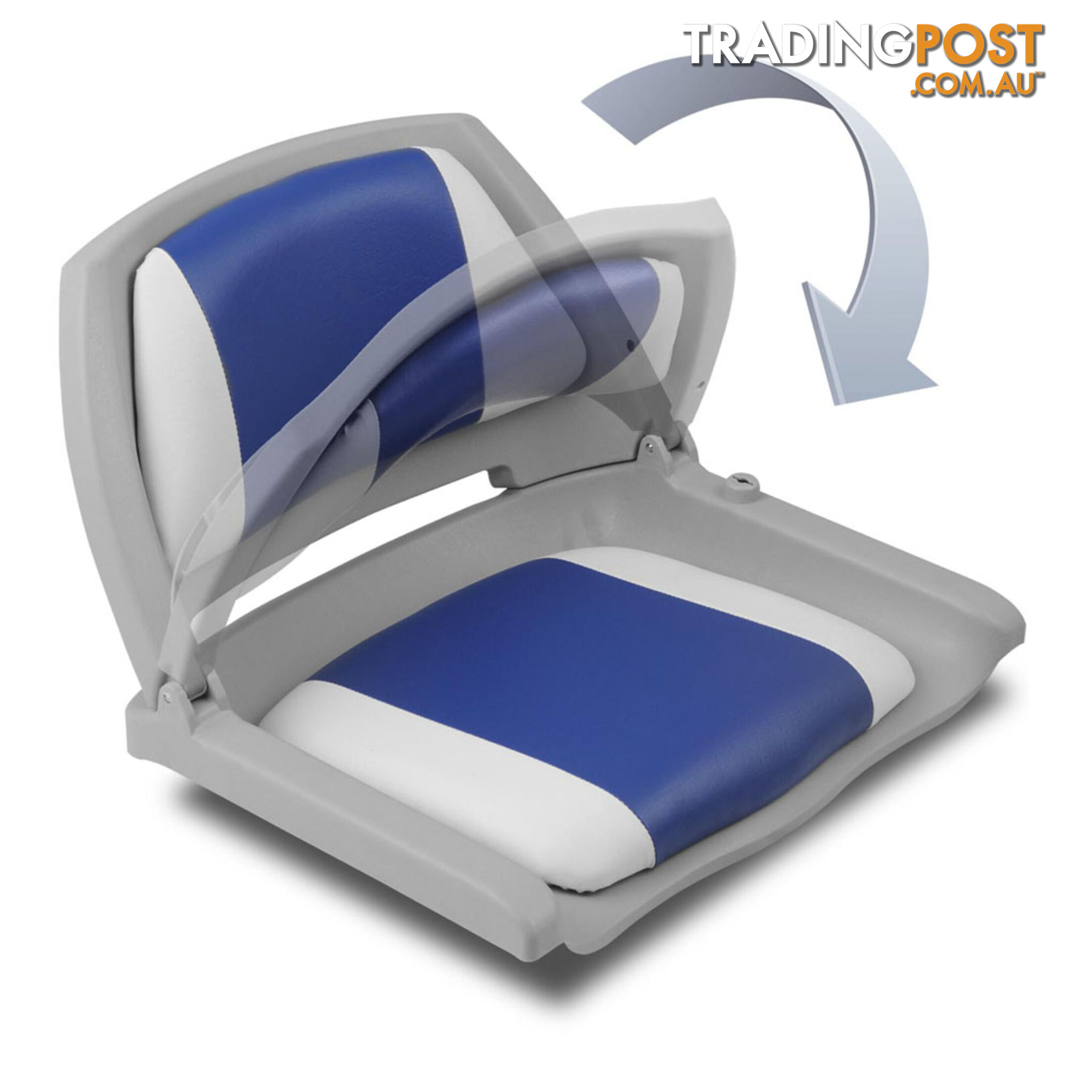 Set of 2 Swivel Folding Marine Boat Seats Grey Blue