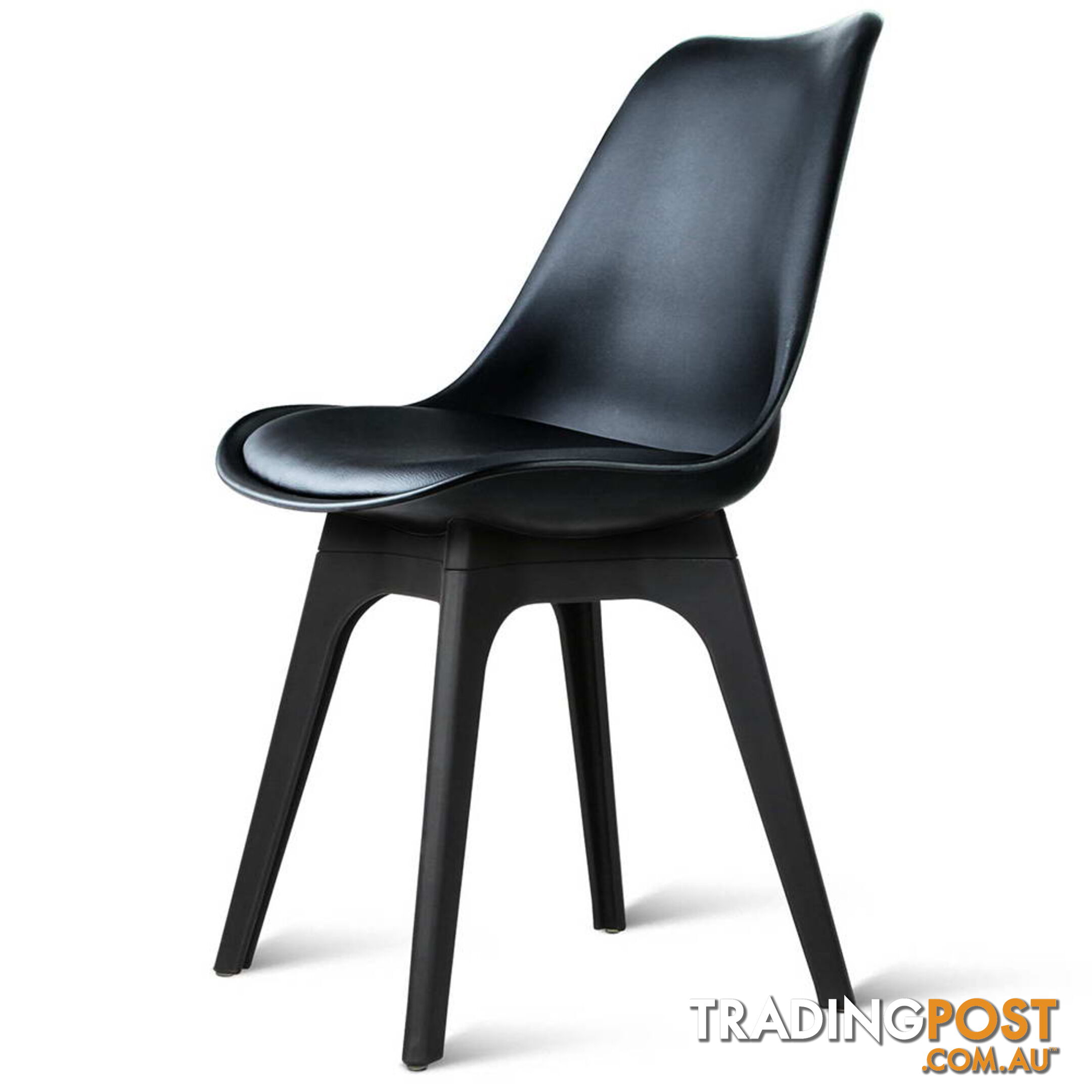 Set of 4 Replica Eames DSW PU Leather Chair Black