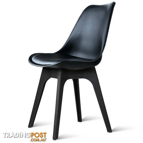 Set of 4 Replica Eames DSW PU Leather Chair Black