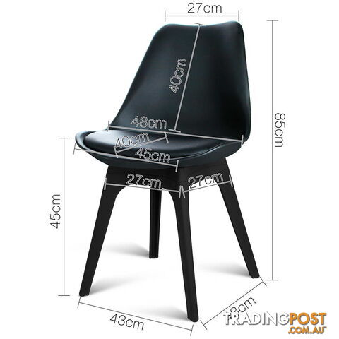 Set of 4 Replica Eames DSW PU Leather Chair Black