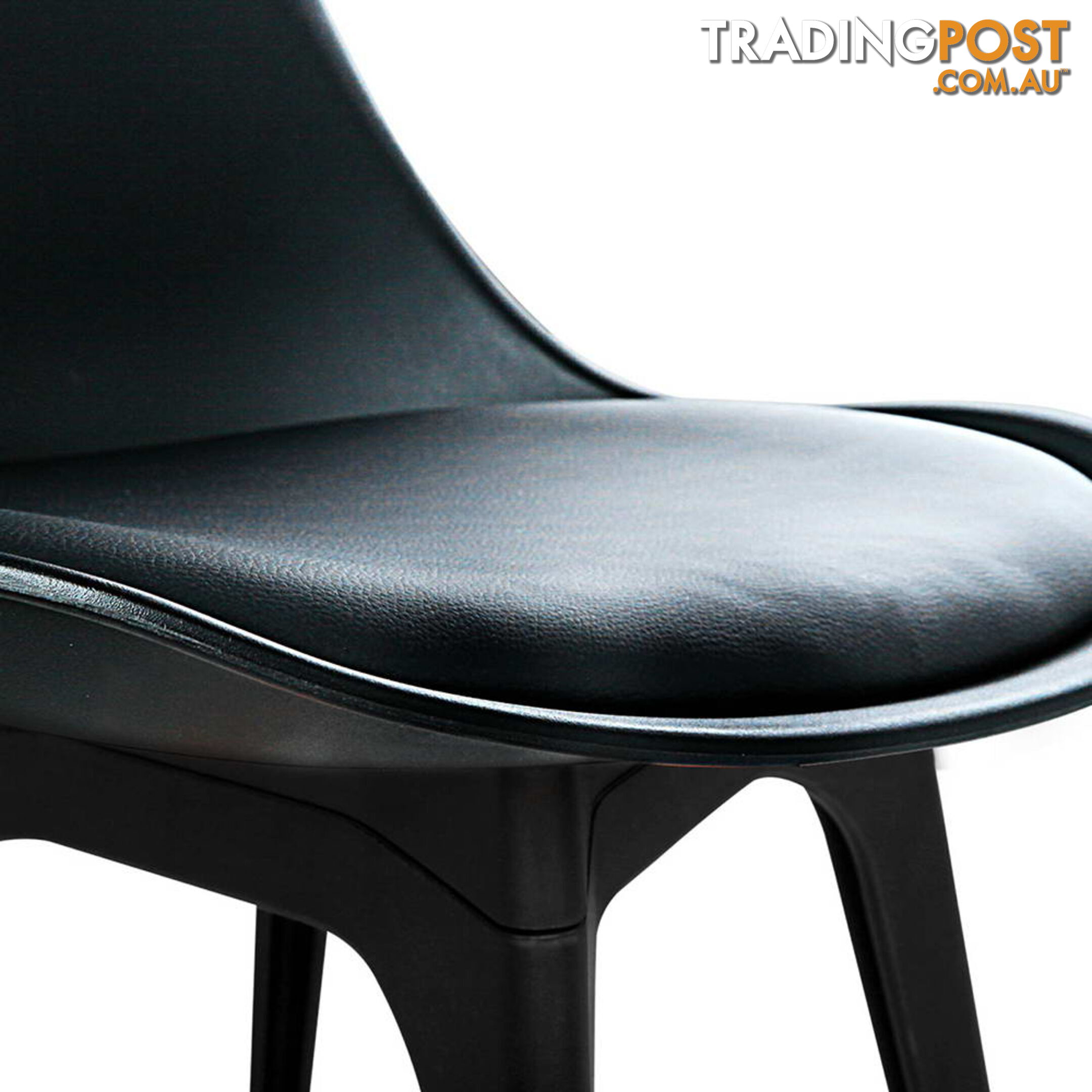 Set of 4 Replica Eames DSW PU Leather Chair Black