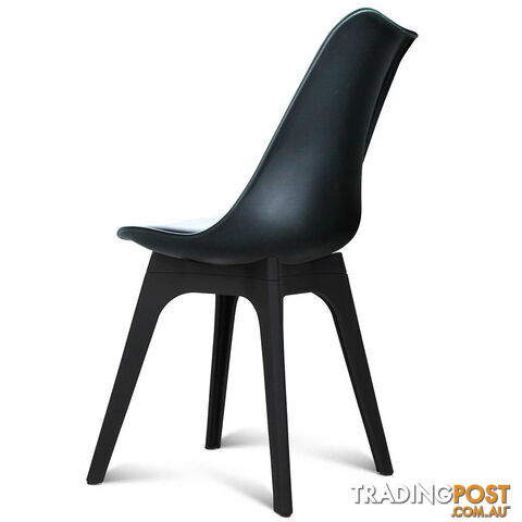 Set of 4 Replica Eames DSW PU Leather Chair Black