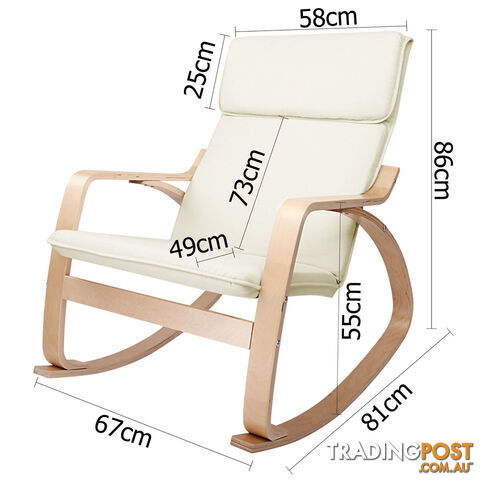 Bentwood Fabric Rocking Armchair Beige