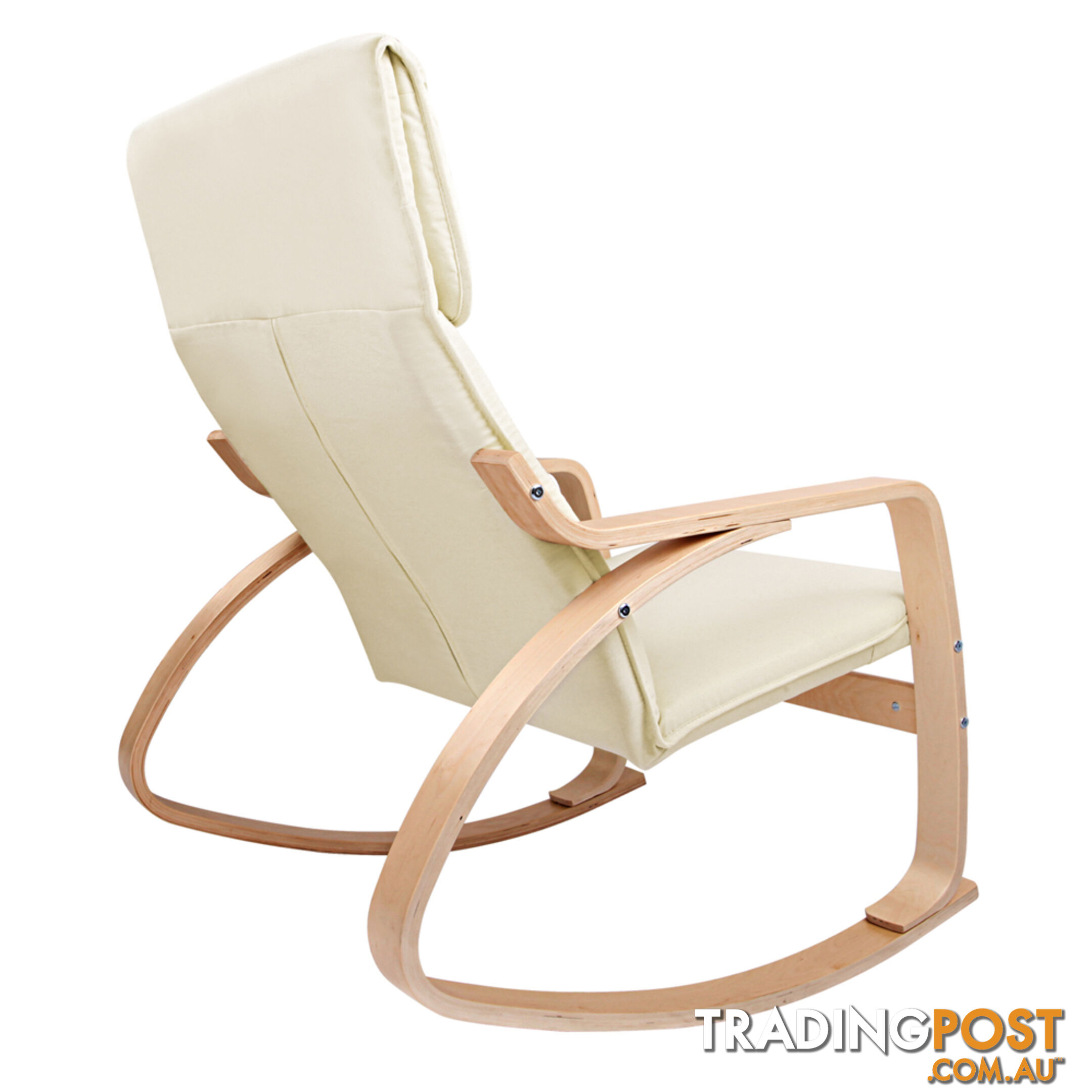 Bentwood Fabric Rocking Armchair Beige