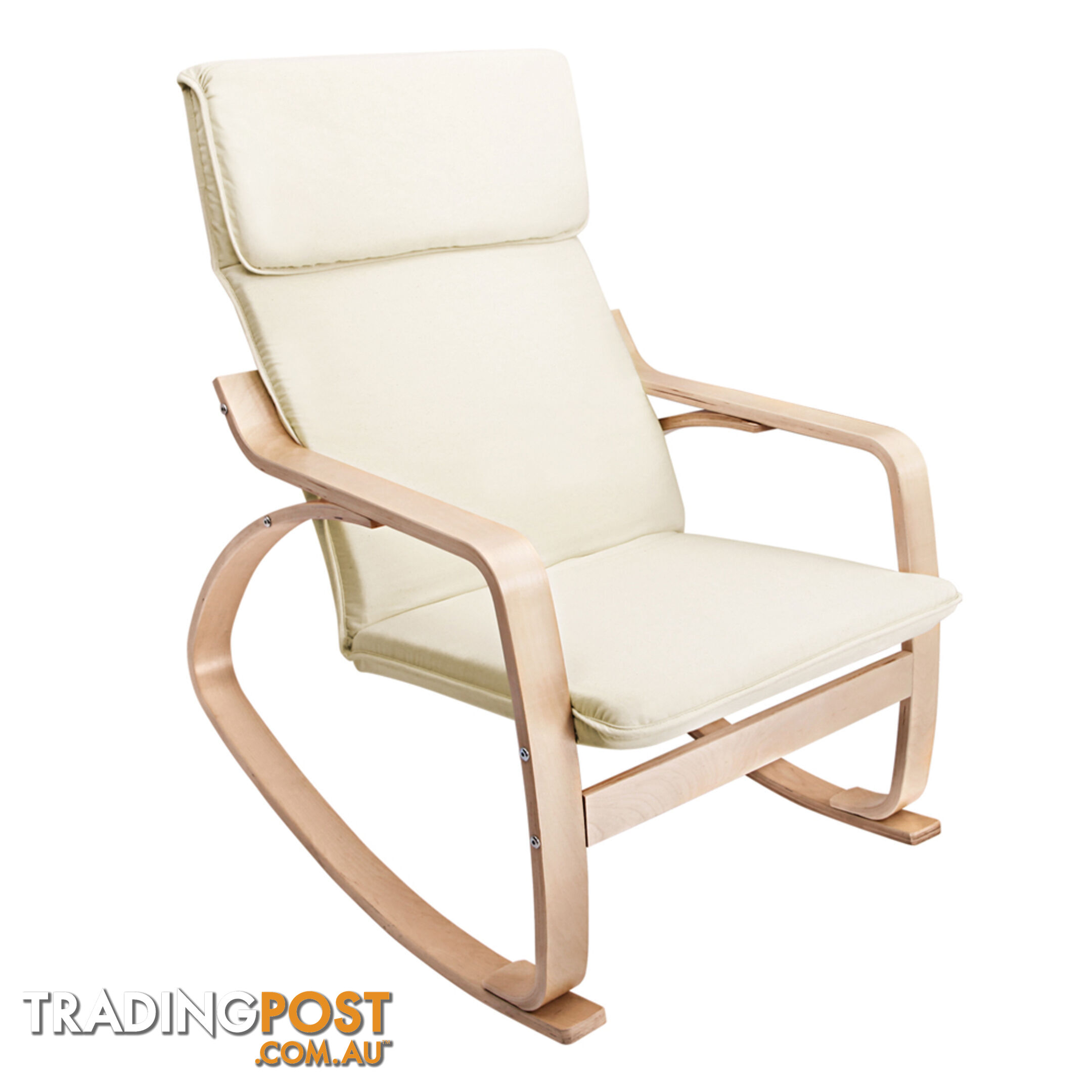 Bentwood Fabric Rocking Armchair Beige