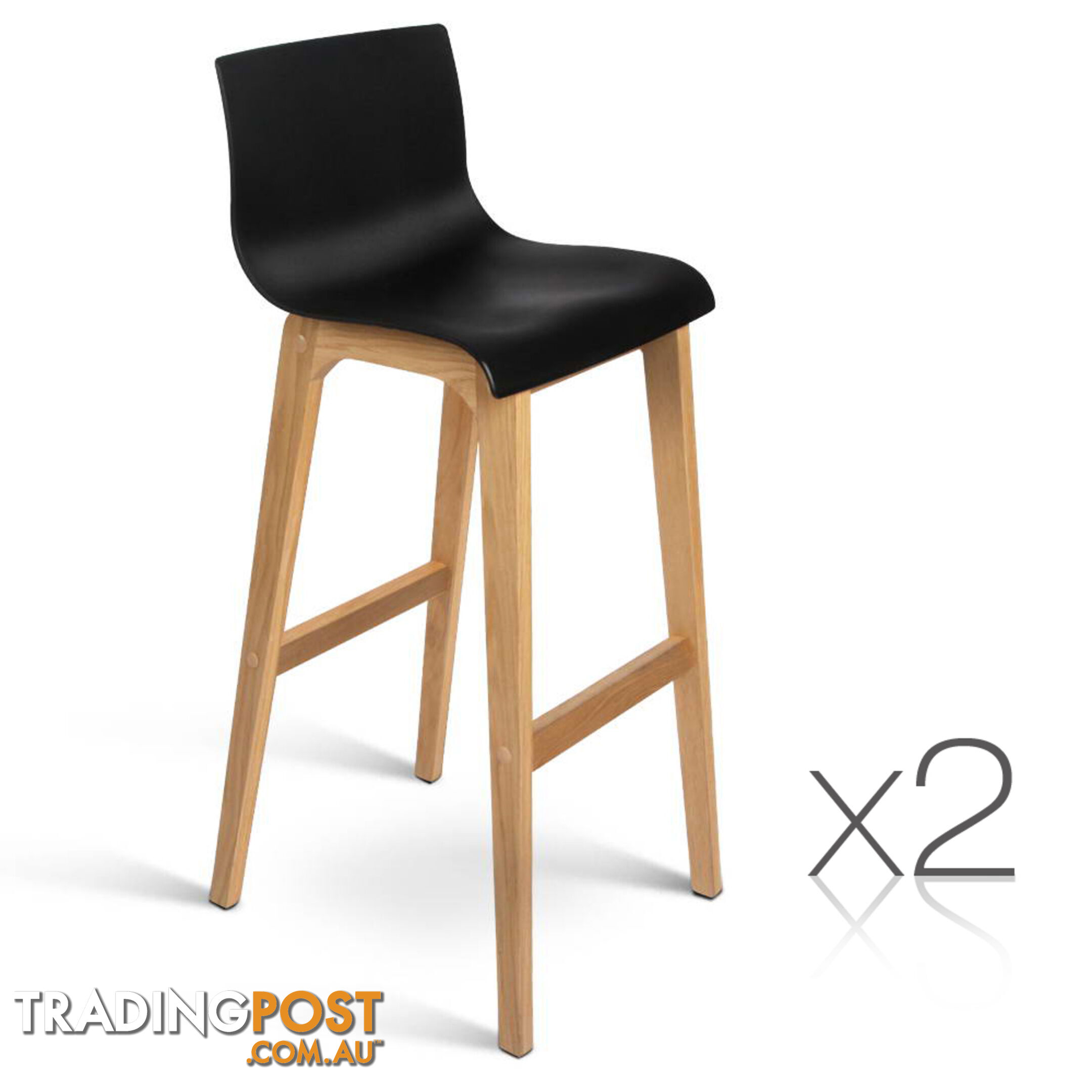 Set of 2 High Seat Back Barstools Black