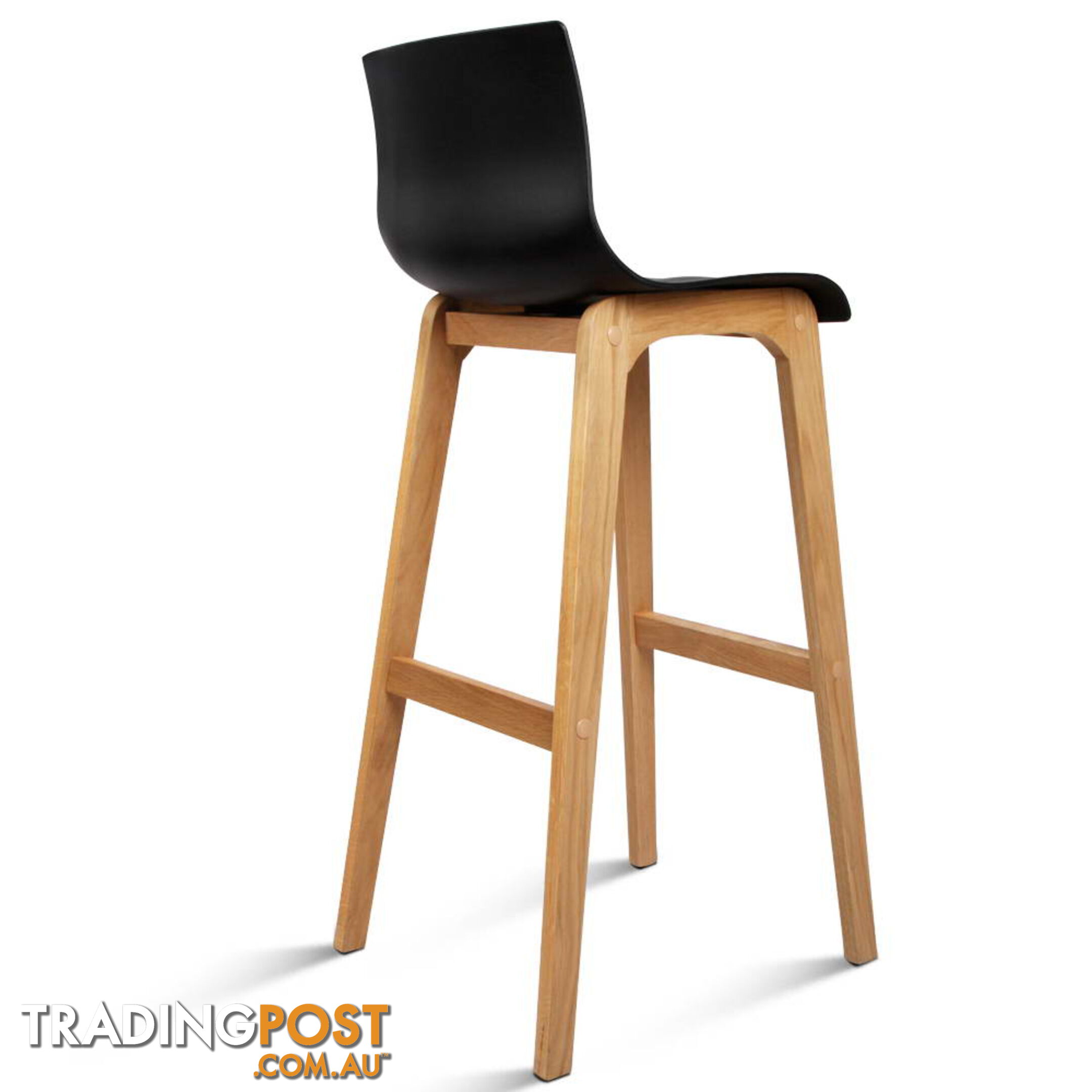 Set of 2 High Seat Back Barstools Black