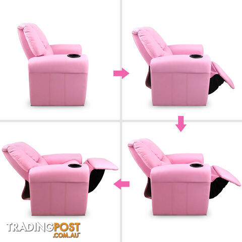 Kids Padded PU Leather Recliner Chair  - Pink