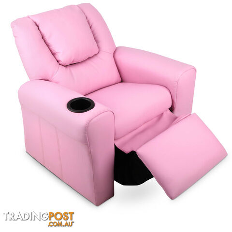 Kids Padded PU Leather Recliner Chair  - Pink