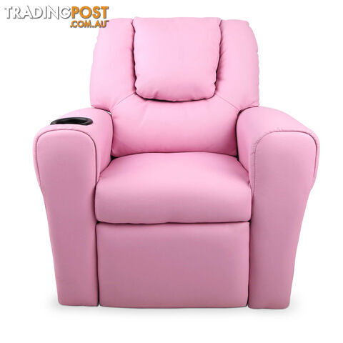 Kids Padded PU Leather Recliner Chair  - Pink