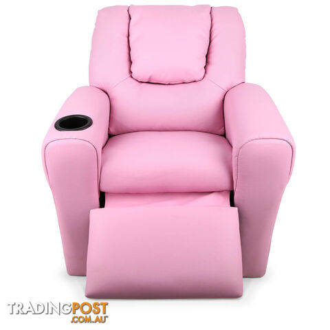 Kids Padded PU Leather Recliner Chair  - Pink