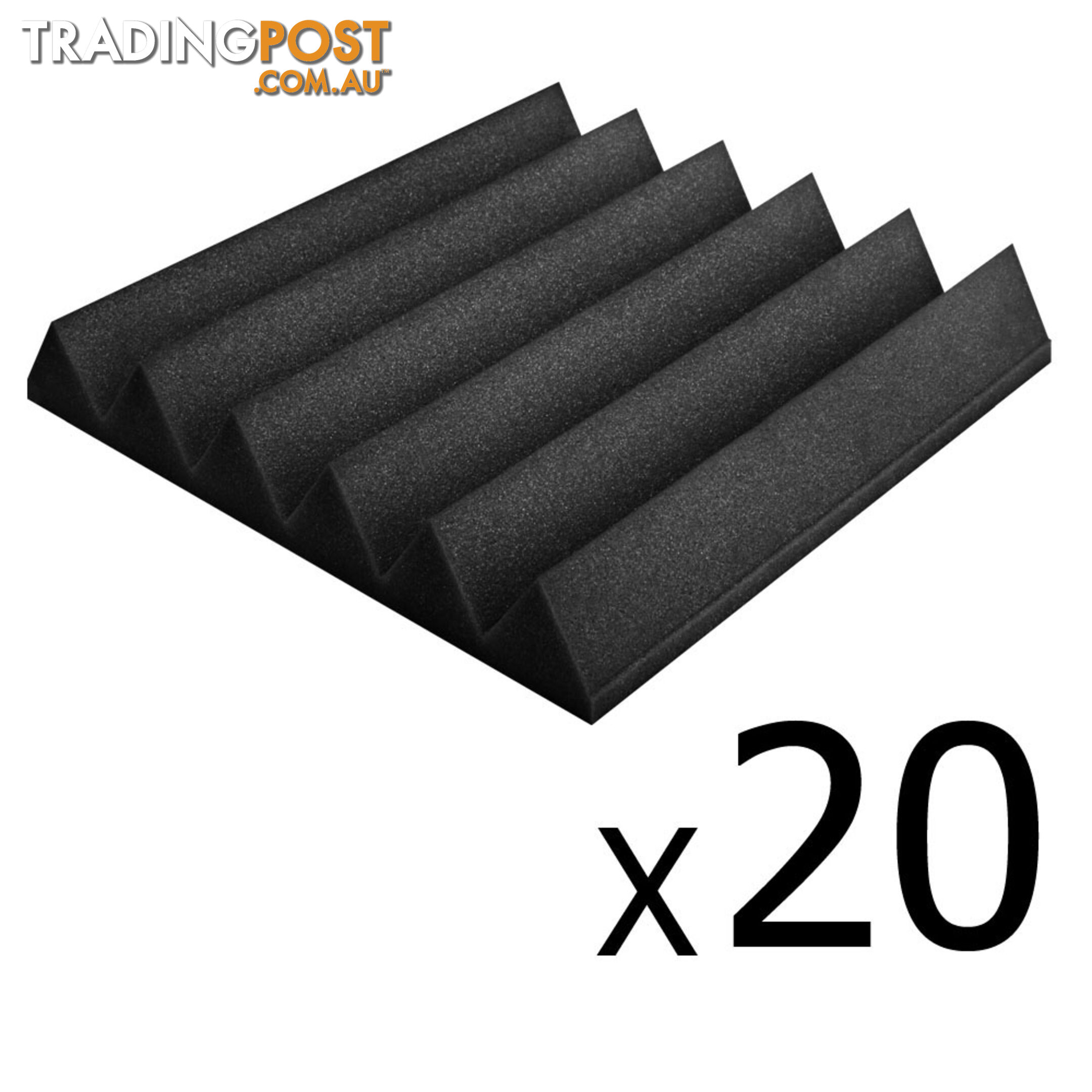 Set of 20 Studio Wedge Acoustic Foam Black 30 x 30cm