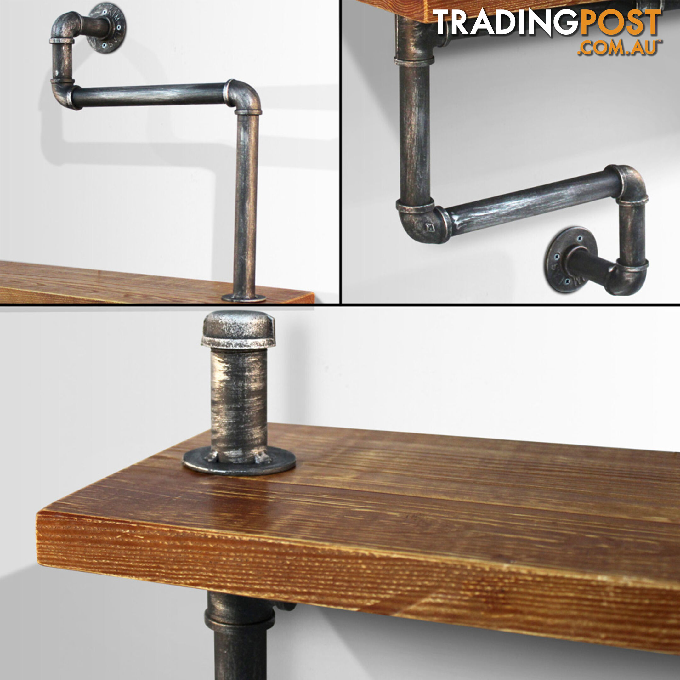 Rustic Industrial DIY Floating Pipe Shelf