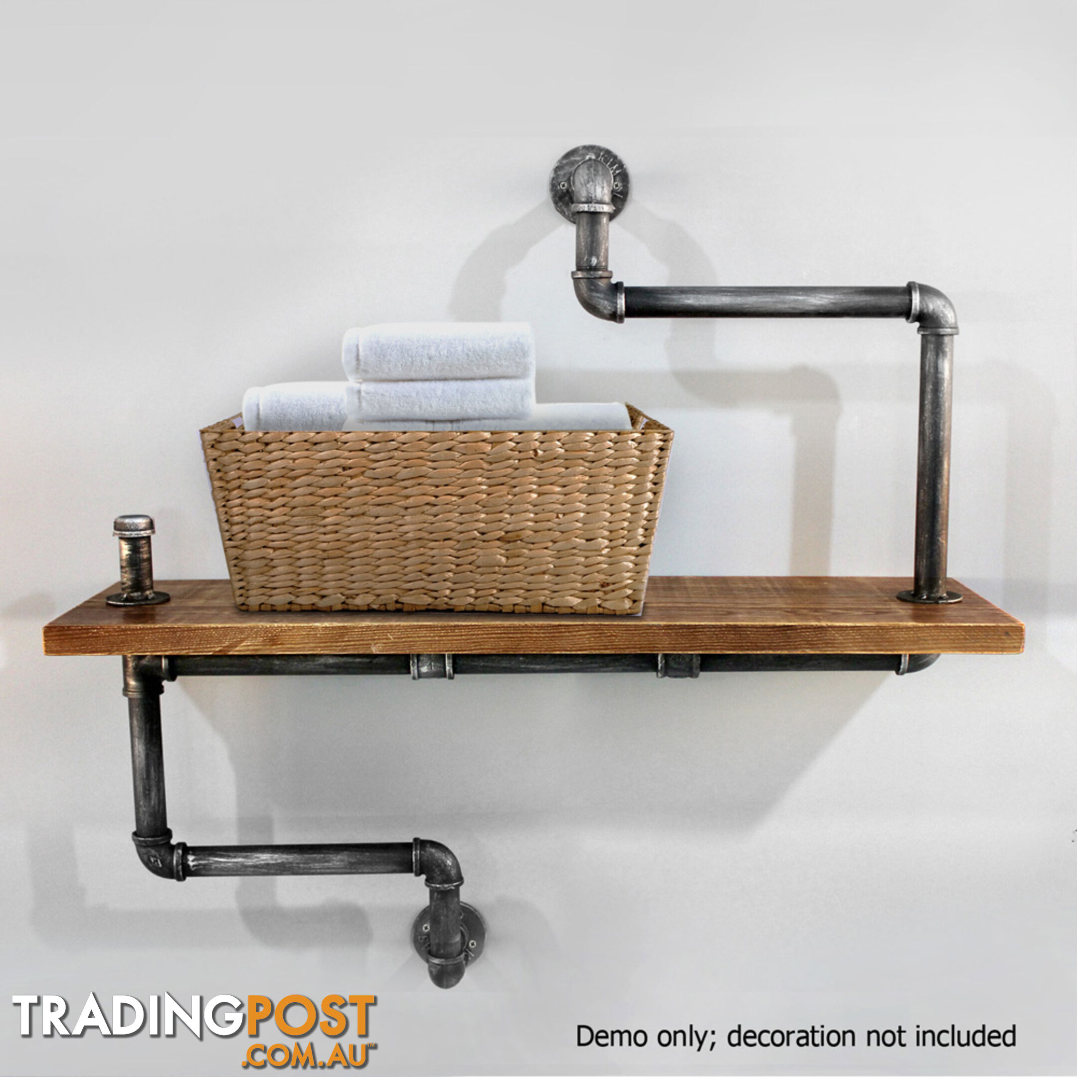 Rustic Industrial DIY Floating Pipe Shelf