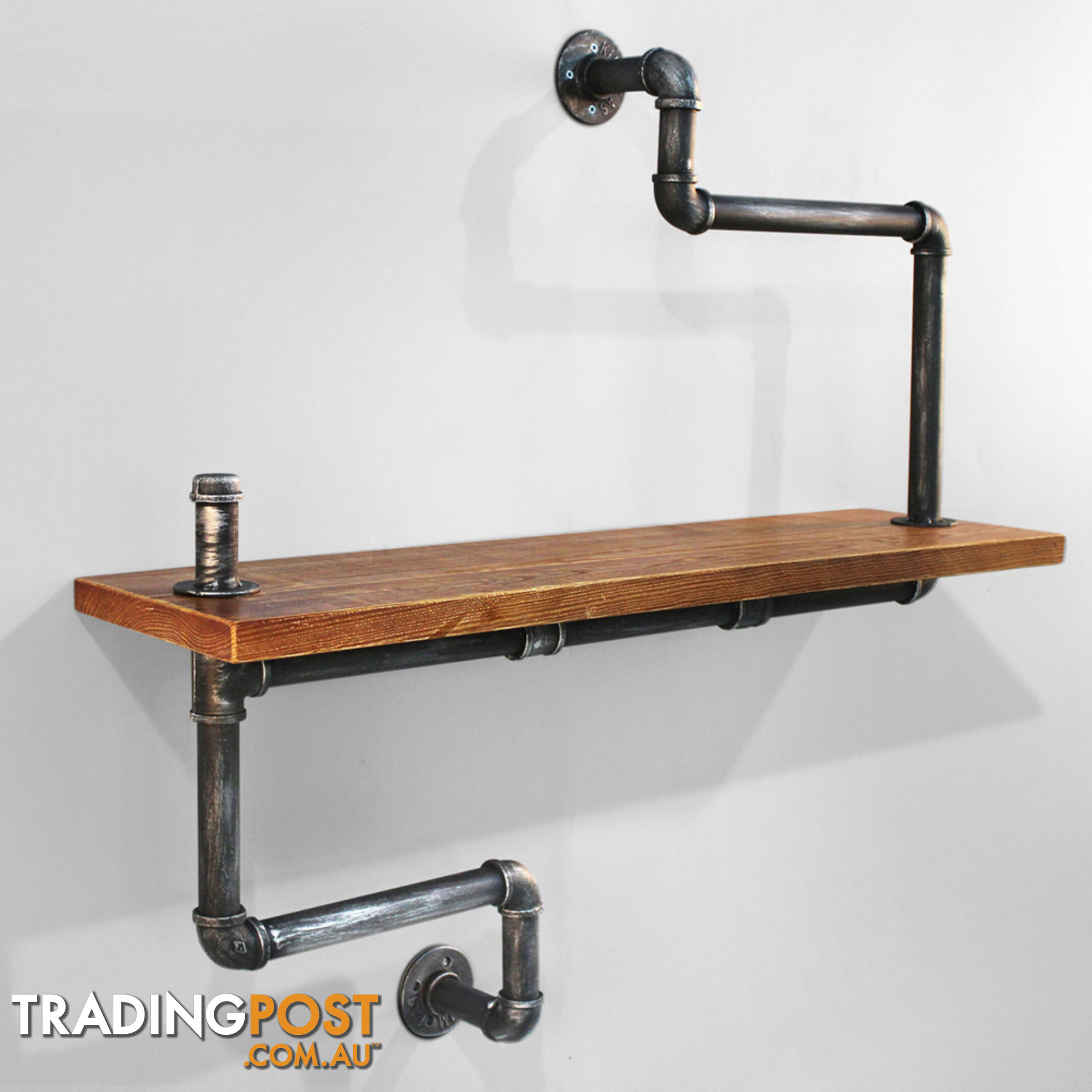 Rustic Industrial DIY Floating Pipe Shelf