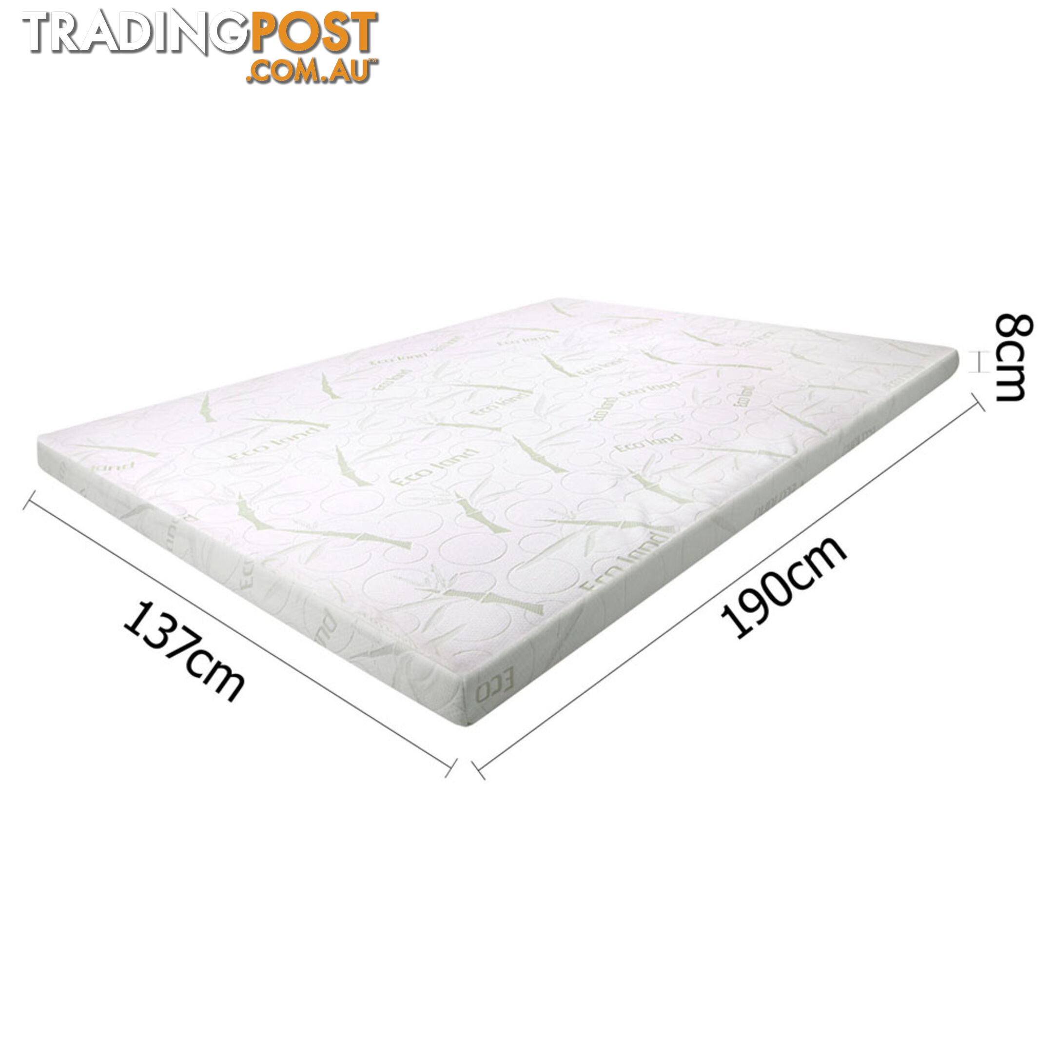 Cool Gel Memory Foam Mattress Topper w/ Bamboo Fabric Cover 8cm Double