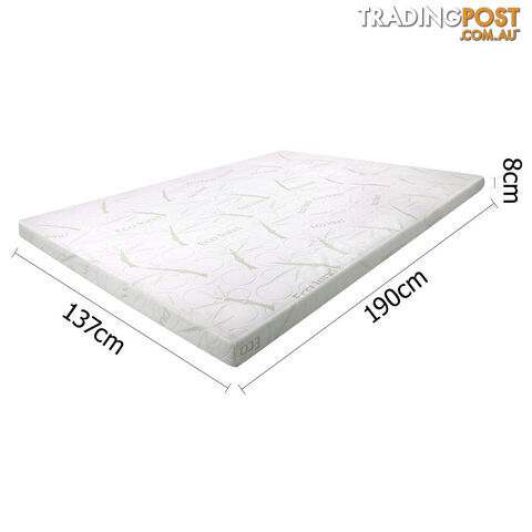 Cool Gel Memory Foam Mattress Topper w/ Bamboo Fabric Cover 8cm Double