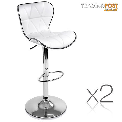 Set of 2 PU Leather Kitchen Bar Stool White