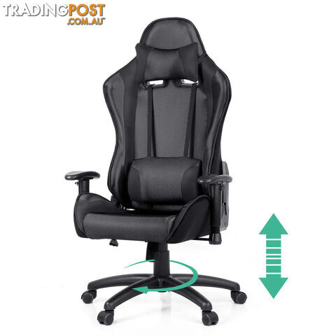 PU Leather & Mesh Reclining Office Desk Gaming Executive Chair - Black