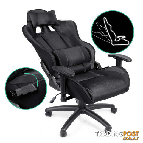 PU Leather & Mesh Reclining Office Desk Gaming Executive Chair - Black