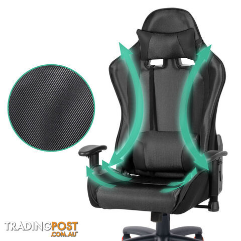 PU Leather & Mesh Reclining Office Desk Gaming Executive Chair - Black