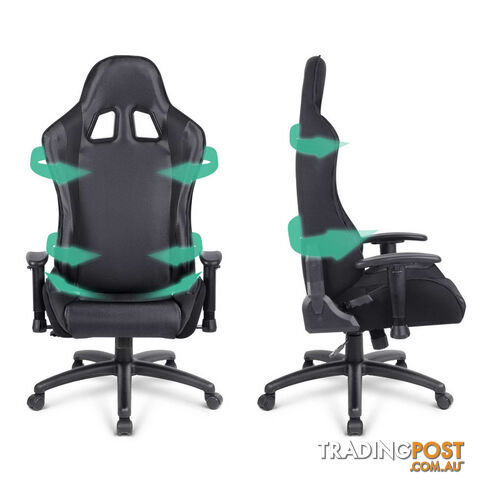 PU Leather & Mesh Reclining Office Desk Gaming Executive Chair - Black